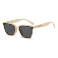 Square oversized sunglasses featuring cream white frames and dark grey tinted lenses - Jelly Yellow Frame Black Grey Lenses
