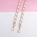 White faux leather and golden metal braided chain strap with dual swivel hooks - Large Leather-wrapped Chain (White) / 120cm