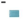 Portacarte in pelle PU blu cielo con fessure multiple e cuciture per donna - Celeste