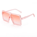 Chic oversized square sunglasses with transparent pink frame and orange gradient lenses - Transparent Pink Frame Pink Lens