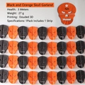 3m Halloween skeleton paper garland in black and orange for party wall decoration - Black and Orange Skull Garland