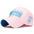 Berretto da baseball in cotone rosa con ricamo 3D blu e visiera a contrasto blu - Rosa Chiaro