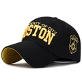 Cappellino da baseball nero in cotone con ricamo Boston 3D giallo e patch bussola - Nero Ricamo Dorato