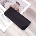 Sleek black PU leather sunglasses pouch with lychee texture and envelope opening - Small / Black Plain