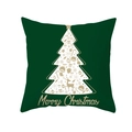 Dark green Christmas pillowcase featuring a gold festive tree and Merry Christmas text - Green Gold Edge Tree(DRD213-11)