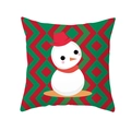 Christmas pillowcase featuring a snowman with a red hat on a red and green plaid background - Snowman Red Green Background(DRD213-22)