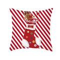 Detail of red and white Christmas pillowcase with elk and festive stocking patterns - Striped Christmas Reindeer(DRD213-20)