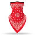 Red paisley print multipurpose neck gaiter with ear loops for outdoor sports - Red Paisley Pattern (SJJ-06)