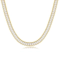 Men's hip hop gold tennis necklace featuring emerald-cut square diamonds for styling - Necklace 16in-40cm / Gold