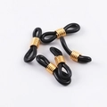 Black silicone eyeglass chain connectors with golden metal coils for DIY jewelry - Black + Gold