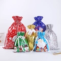 Assorted colorful laser film Christmas drawstring gift bags with classic holiday patterns - 6 Styles Mix (30pcs Set)