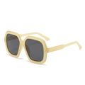 Y2K oversized square sunglasses in cream frame with dark grey lenses and metal rivets - Jelly Tea Frame Gray Lens