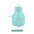Minimalist cyan ceramic vase with vertical ribbed texture and narrow neck for decor - Small / Cyan