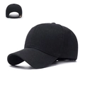 Classic black cotton baseball cap with adjustable metal buckle and curved brim - Metal Buckle Adjustment / Black