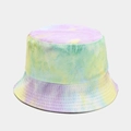 Detailed close-up of colorful tie-dye corduroy fabric texture on a reversible bucket hat - M (56-58cm) / Fine Stripe Light Purple Tie-Dye