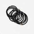 Elastic black hair ties with gold bead accents set for women versatile hair accessories - Black