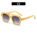 Retro square oversized sunglasses in translucent light yellow frame with grey gradient lenses - Translucent Yellow Frame Smoke Grey Lens (C2)