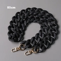 Close-up of 85cm matte black chunky acrylic bag chain with gold lobster clasps - 85cm / Matte Black