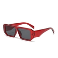 Stylish square frame sunglasses in translucent red with dark grey lenses for fashion - Transparent Red Frame Grey Lens