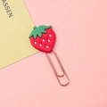 Creative strawberry shaped paper clip with red resin decoration and rose gold metal finish - Strawberry