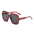 Y2K vintage square oversized sunglasses in transparent wine red with dark lenses - Transparent Red Frame Grey Lens