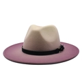Filzhut Fedora mit Farbverlauf Beige-Lila, schwarzem Band und goldener Schnalle für Damen - M(56-58cm) / Lila