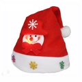 Luminous Christmas hat for kids featuring a glowing snowman character in soft fleece - LED Cartoon Snowman Brushed Hat for Kids