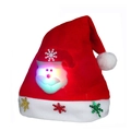 Luminous red Christmas hat with glowing LED Santa Claus and colorful snowflake patterns - LED Cartoon Santa Claus Brushed Hat for Adults