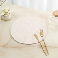 Set de table rond en coton crème tissé à la main avec une texture en spirale - Rond 11cm / Blanc laiteux