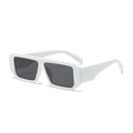 Retro rectangle sunglasses with thick white frames and dark gray lenses in a trendy style - White Frame Dark Grey Lens