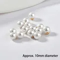 Poussoirs d'oreilles plaqués or 18 carats avec perles blanches 10mm pour bijoux DIY - 10mm (1 Pièce)