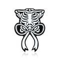 Punk style ribcage enamel brooch with bowknot detail in black and white finish - Ribcage Bow Style (CC271)