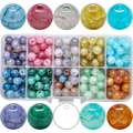 DIY jewelry kit with colorful gradient crackle glass beads in a 10-grid storage box - Broken Jade Beads approx 200pcs