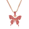 Collier papillon étincelant avec strass roses sur une chaîne de tennis or rose - 03 Or Rose Diamant Rose #2897