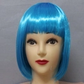 Κοντή φωτεινή μπλε περούκα καρέ με αφέλειες για παιδιά και μαθητές, γυαλιστερό φινίρισμα - Γαλάζιο