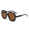 Y2K square oversized sunglasses with black frame and brown lenses with metal rivets - Black Frame Brown Lens