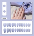Lilac long trapezoid press-on nails set of 24 pieces with soft glossy finish CHS008 - Light Purple (CHS008/Glue Type)