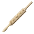 Christmas wooden rolling pin with engraved floral patterns and natural wood handles - Floral Pattern (JM02023)
