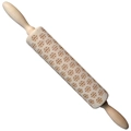 Wooden Christmas rolling pin with snowflake pattern embossing for cookies - Snowflake Print (JM01003)