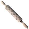Christmas wooden rolling pin with engraved elk head patterns on white background - Reindeer Head (JM01026)