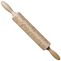 Wooden rolling pin with musical notes laser engraving and handles on white background - Music Notes (JM01027)
