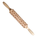 Wooden rolling pin with engraved snowflake patterns for Christmas baking - Elegant Snowflakes (JM01675)