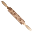 Wooden rolling pin with Christmas snowflake engraving for holiday cookie baking - Snowflake Texture (JM01677)