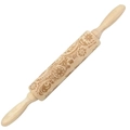 Wooden rolling pin with snowflake and floral engraving for Christmas baking - Snowflake Vines (JM01689)