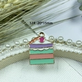 Bunter mehrschichtiger Tortenanhänger aus Zinklegierung und Emaille für DIY-Schmuck - 12# Kuchen
