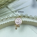 Rosa Wirbel-Lutscher Anhänger mit goldener Schleife und Emaille, Größe 18x9mm - 5# Lutscher