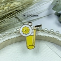 Gelber Emaille-Eistee Anhänger aus Zinklegierung mit Zitrone 27x22mm für DIY-Schmuck - 7# Zitronensaft