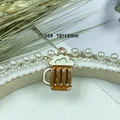 Brauner Bierkrug-Anhänger mit weißem Schaum und Goldrand für DIY-Schmuck 19x12mm - 16# Cola-Becher