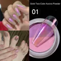 Poudre d'ongles aurora solide bicolore 01 avec un dégradé rose-violet et bleu-vert - Poudre Aurora Solide Bicolore-01
