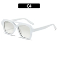 Classic white square frame sunglasses with light grey lenses and double bridge design - White Frame White Lens (C4)